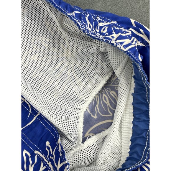 VTG Steve & Barrys Swim Trunks Mens L Blue Hawaiian Print - Picture 4 of 8